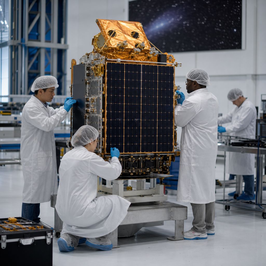 Satellite Manufacturing Image demonstrating Satellite Manufacturing in the space industry context